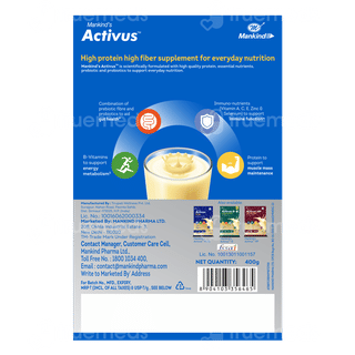 Activus Vanilla Flavour Zero Added Sucrose Refill Powder 400Gm